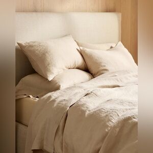 Quince European Linen Duvet Cover Set Oat Beige Size King/CalKing